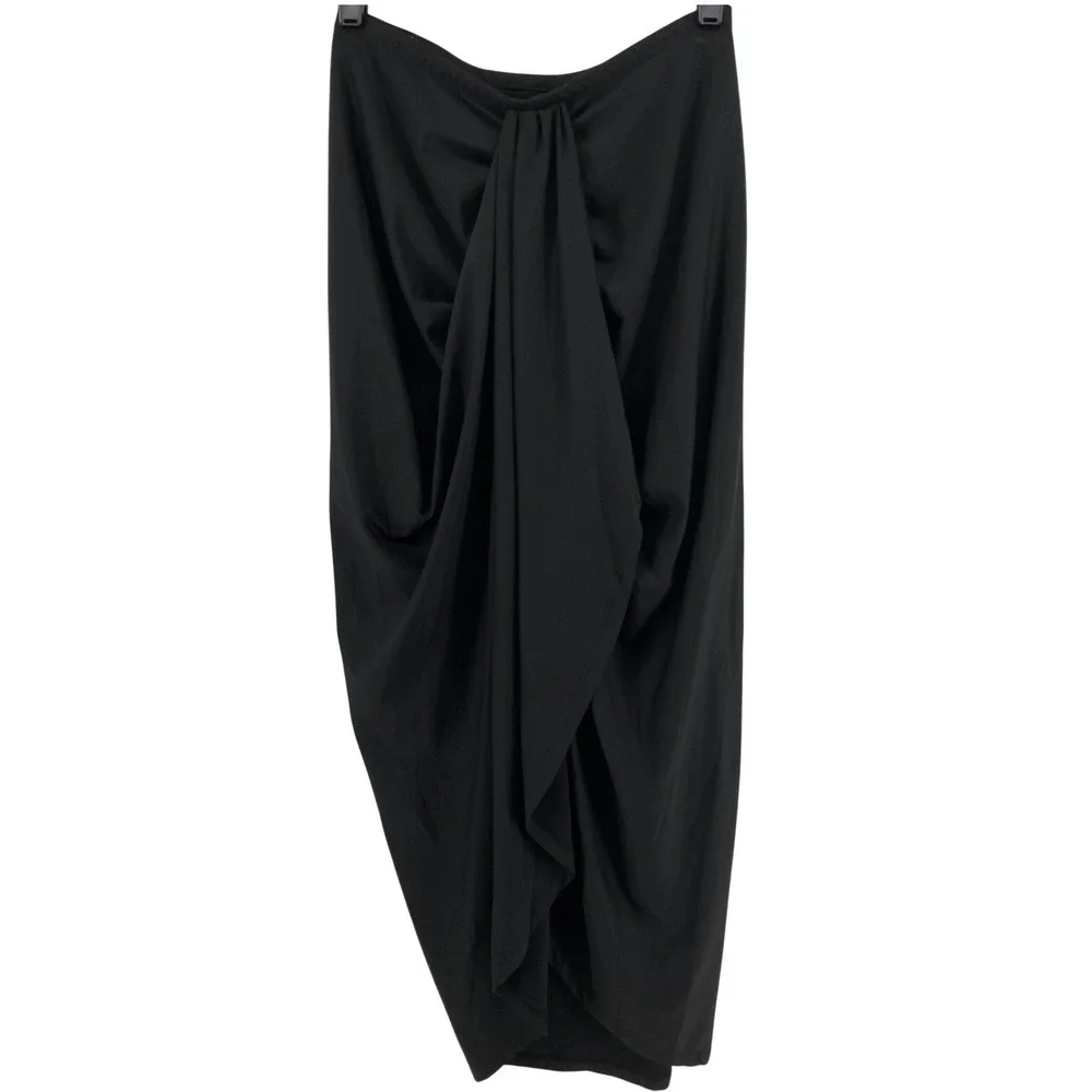 Swim‎ Resort Coverup Skirt Womens Small* Black Gathered Front Draped